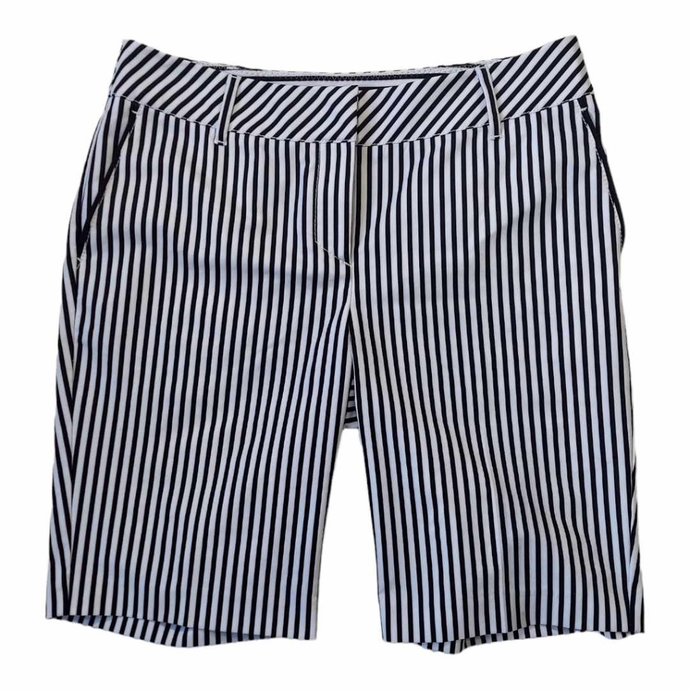 Annika Cutter & Buck Black White Bermuda Preppy Shorts Golf 10" Inseam Size 6